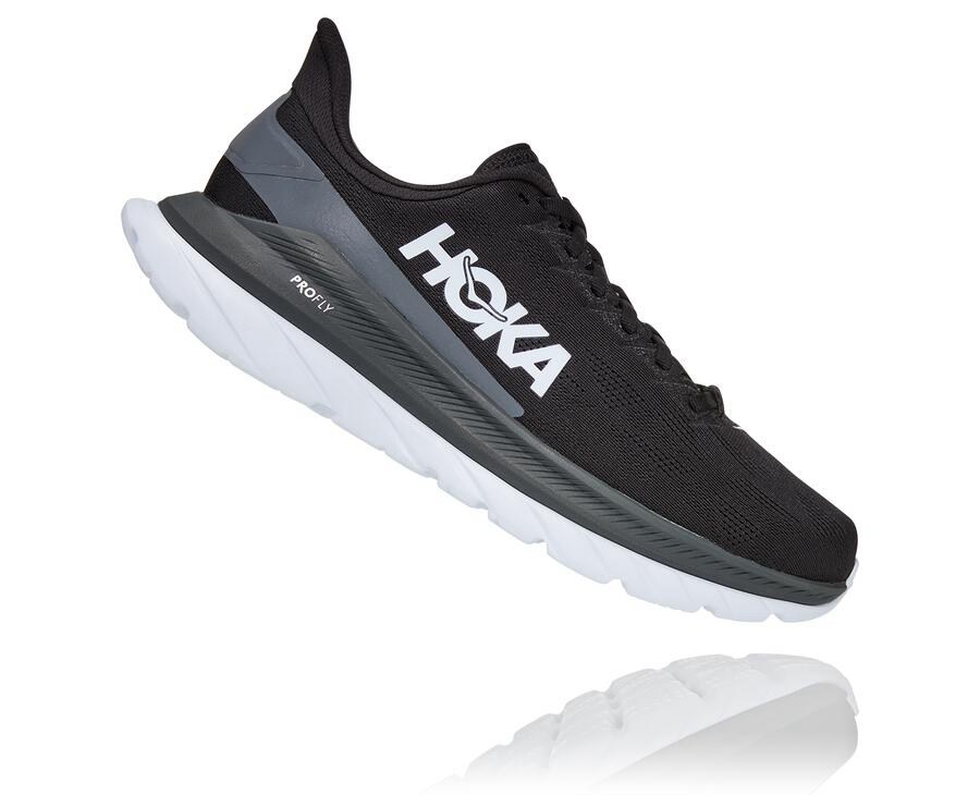 Hoka Australia One One Mach 4 - Mens Running Shoes Black/White - KASRL-9275